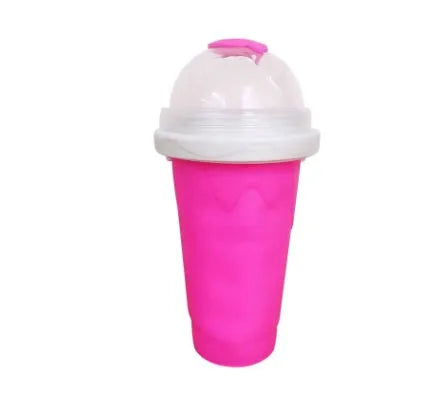 Blue quick refrigeration pinch cup with pinch activation for instant drink cooling