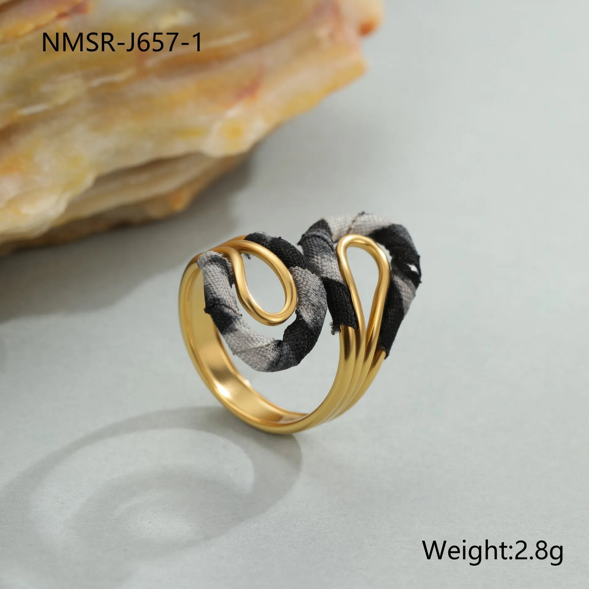 Leopard series stainless steel open mouth ring with geometric heart or star shape design in electroplated colours