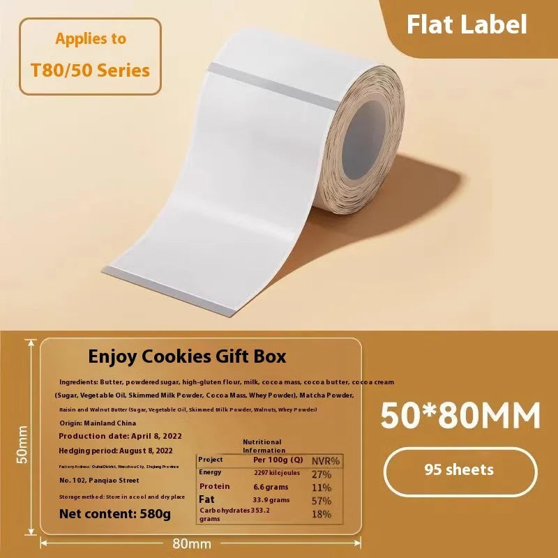 Pack of transparent waterproof adhesive label stickers in various rectangular and round sizes on a sheet.