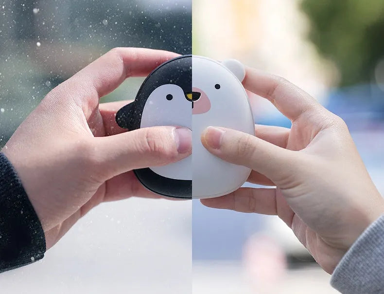 Cartoon penguin polar bear USB rechargeable hand warmer with double-side heating