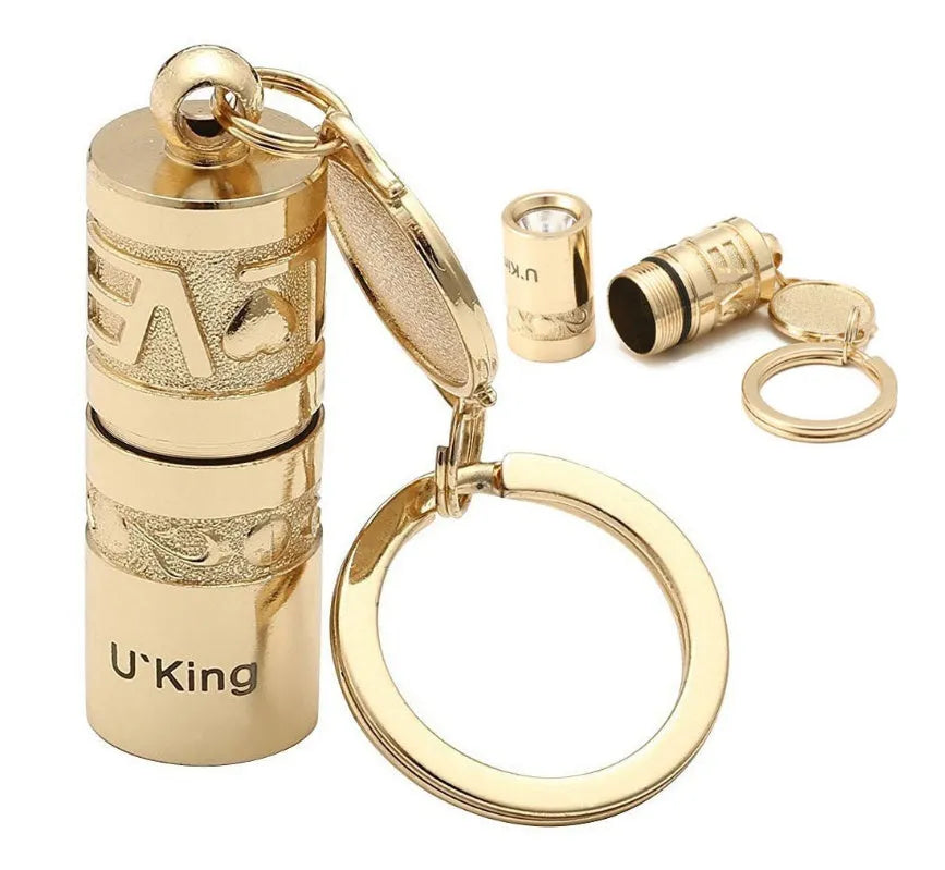 Gold waterproof zinc alloy LED flashlight keychain for emergency outdoor lighting