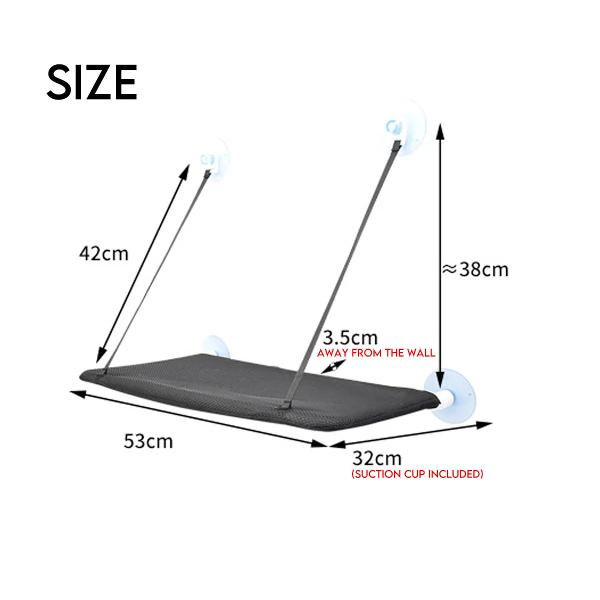 Black Sun Cat Hammock pet hanging bed suction cup mounted on a window