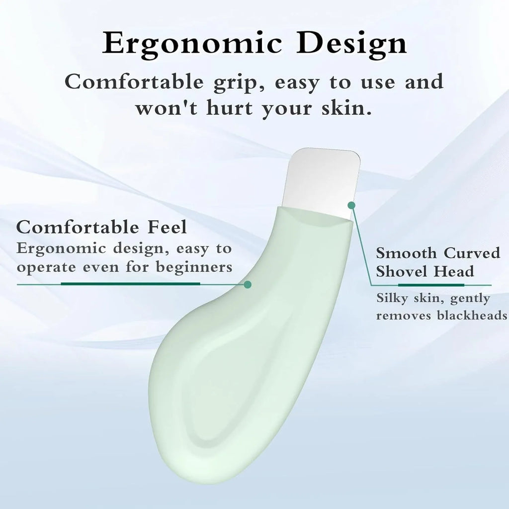 Stainless steel blackhead scraper tool with non-slip handle for facial pore cleaning