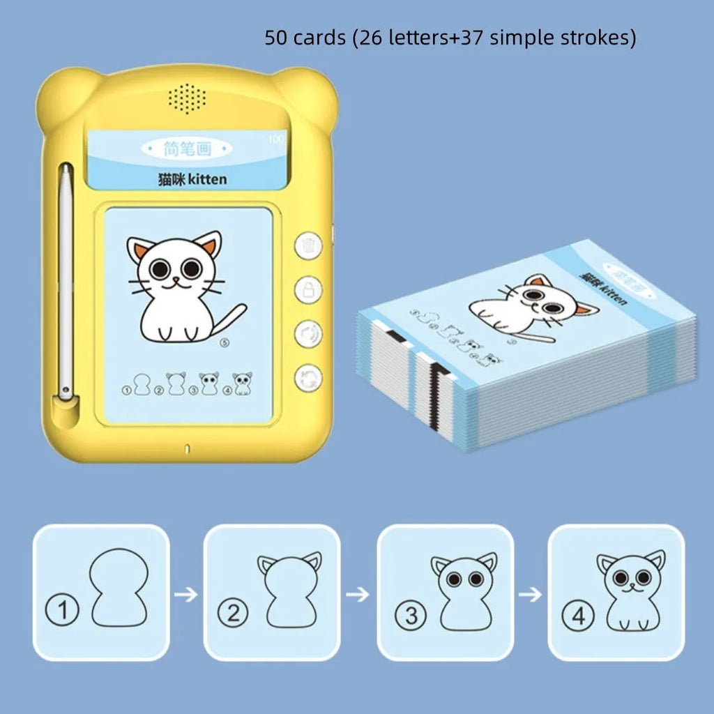 Yellow Creative Stick Figure Bilingual Early Learning Machine V3 with educational cards