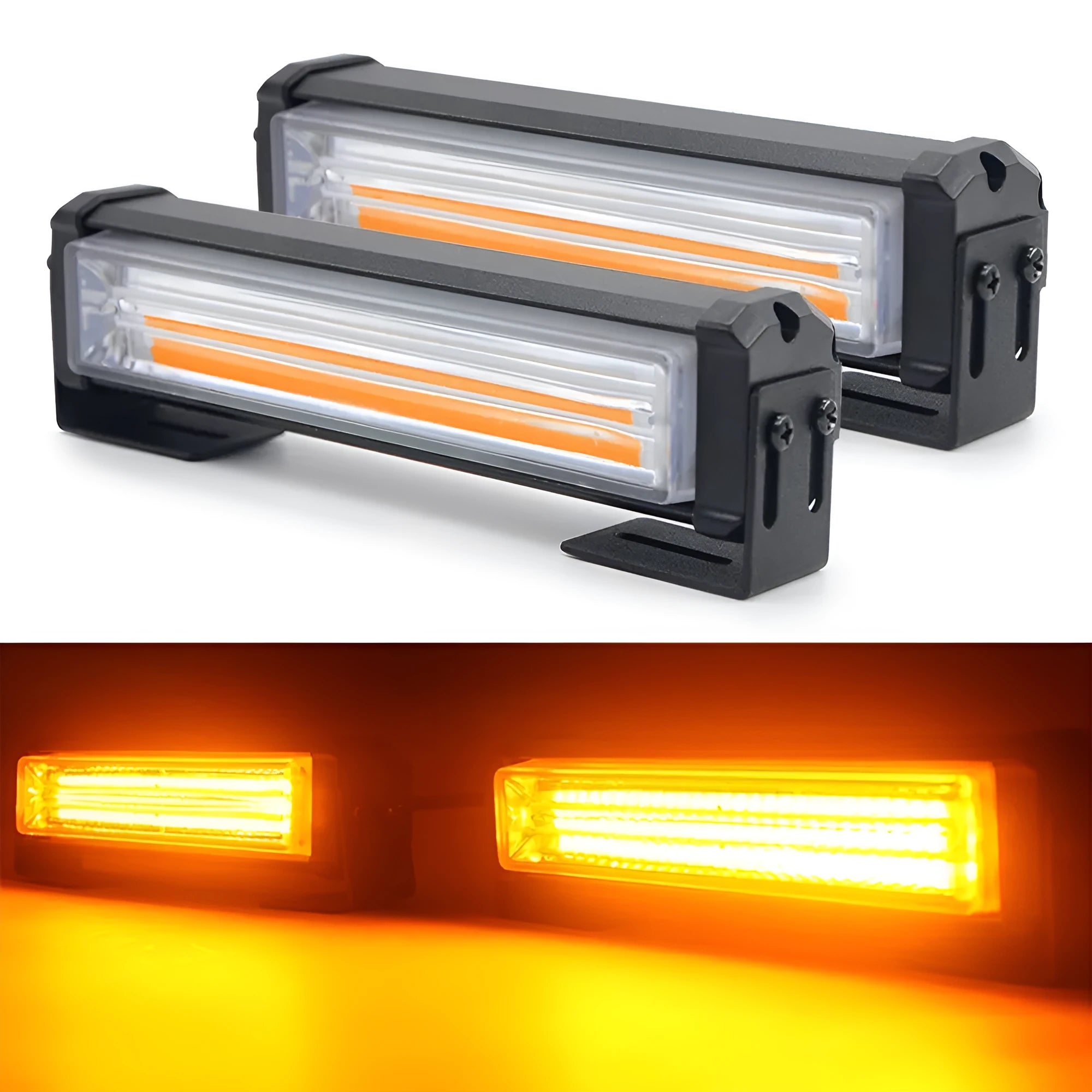 Yellow vehicle strobe warning light with COB LED and aluminium alloy housing