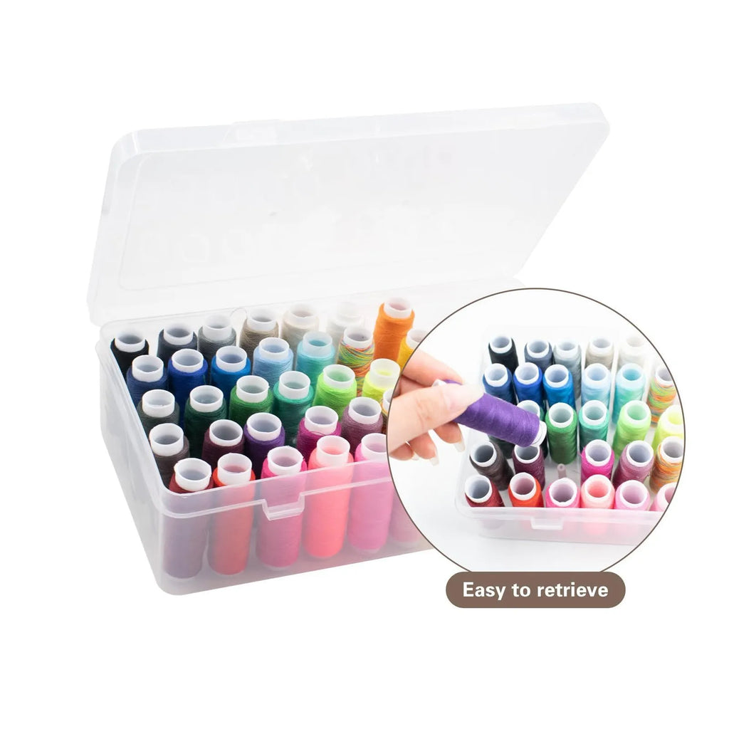 42 compartment transparent pink blue PP plastic embroidery thread sewing storage box