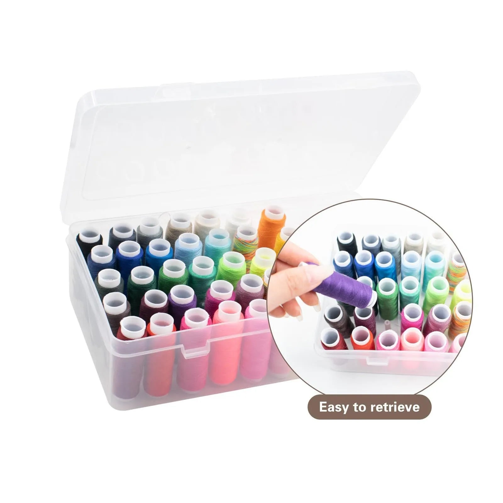 42 compartment transparent pink blue PP plastic embroidery thread sewing storage box