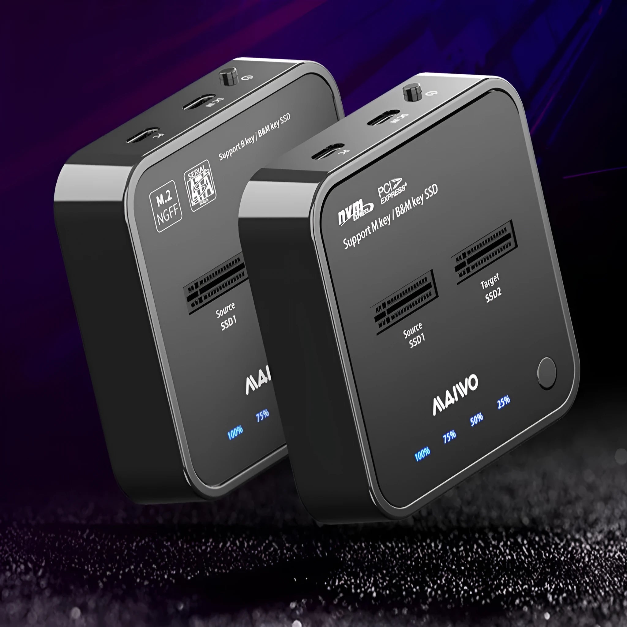 MAIWO K3016 M.2 solid state drive dock with data cables and power adapter for SATA and NVMe SSD copying