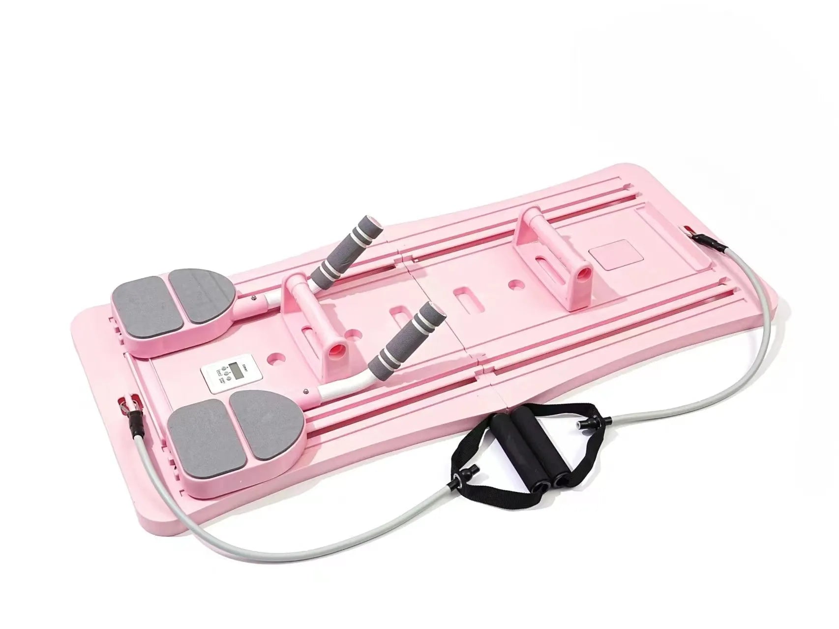 Purple foldable PP plastic belly panel fitness board laid flat on a floor.