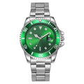 Men's luminous steel strap watch with 40mm dial and single calendar in black