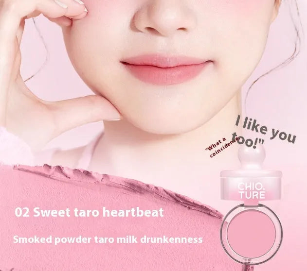 Can powder blusher mud compact with shimmer finish in four nude blush shades