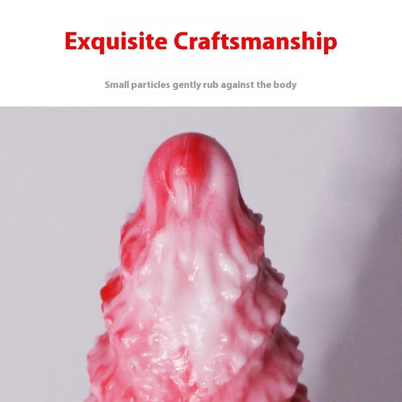 Pink platinum silicone women's masturbation toy shaped like a penis