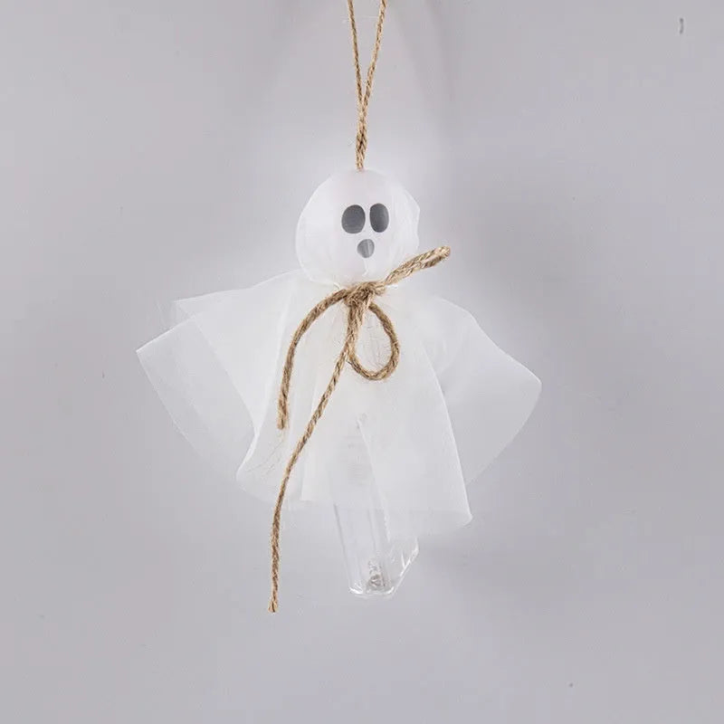 Halloween ghost themed LED string lights with colourful beads for battery-powered party decoration
