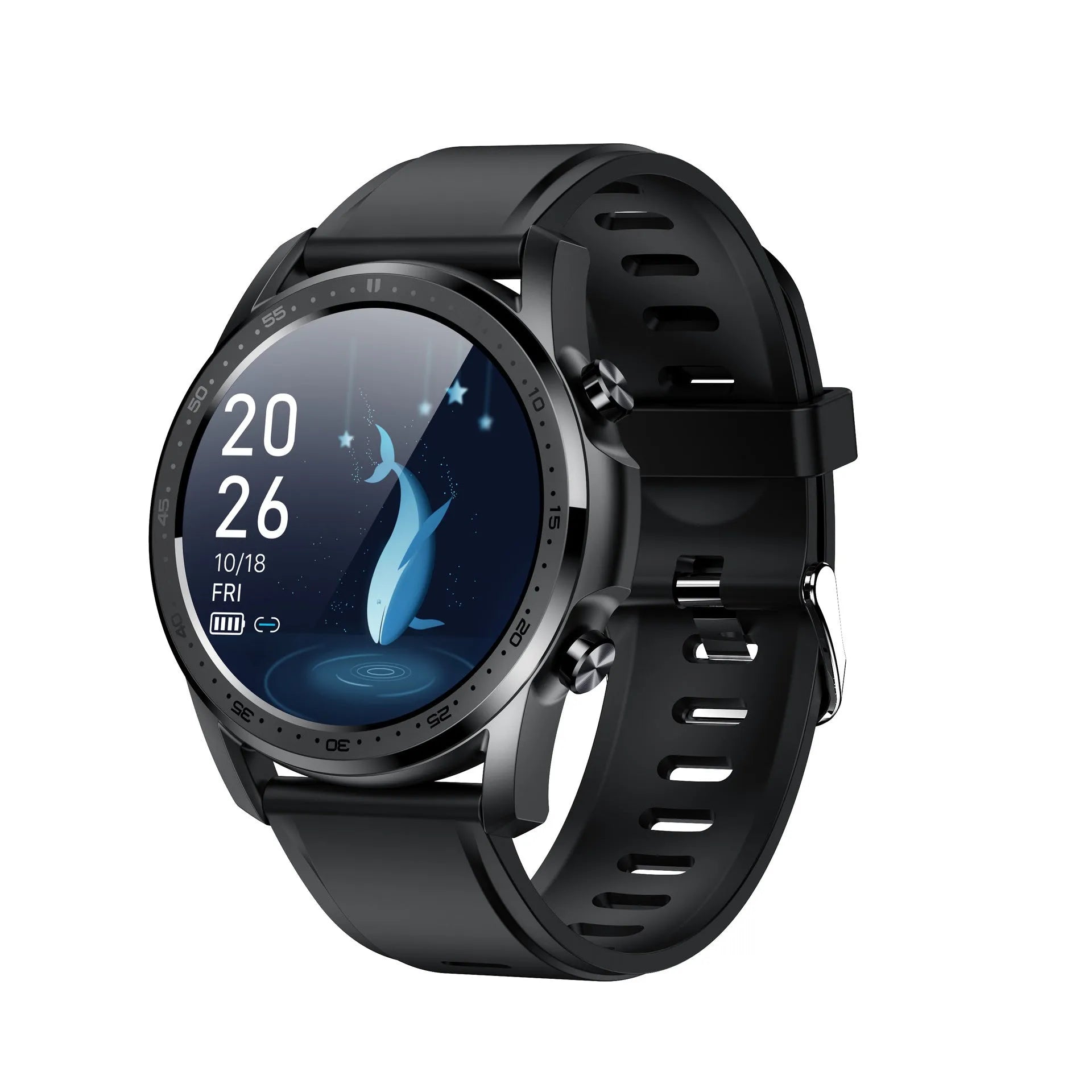 Youth2 Body Temperature Smart Bracelet in black with 1.3 inch screen on wrist.