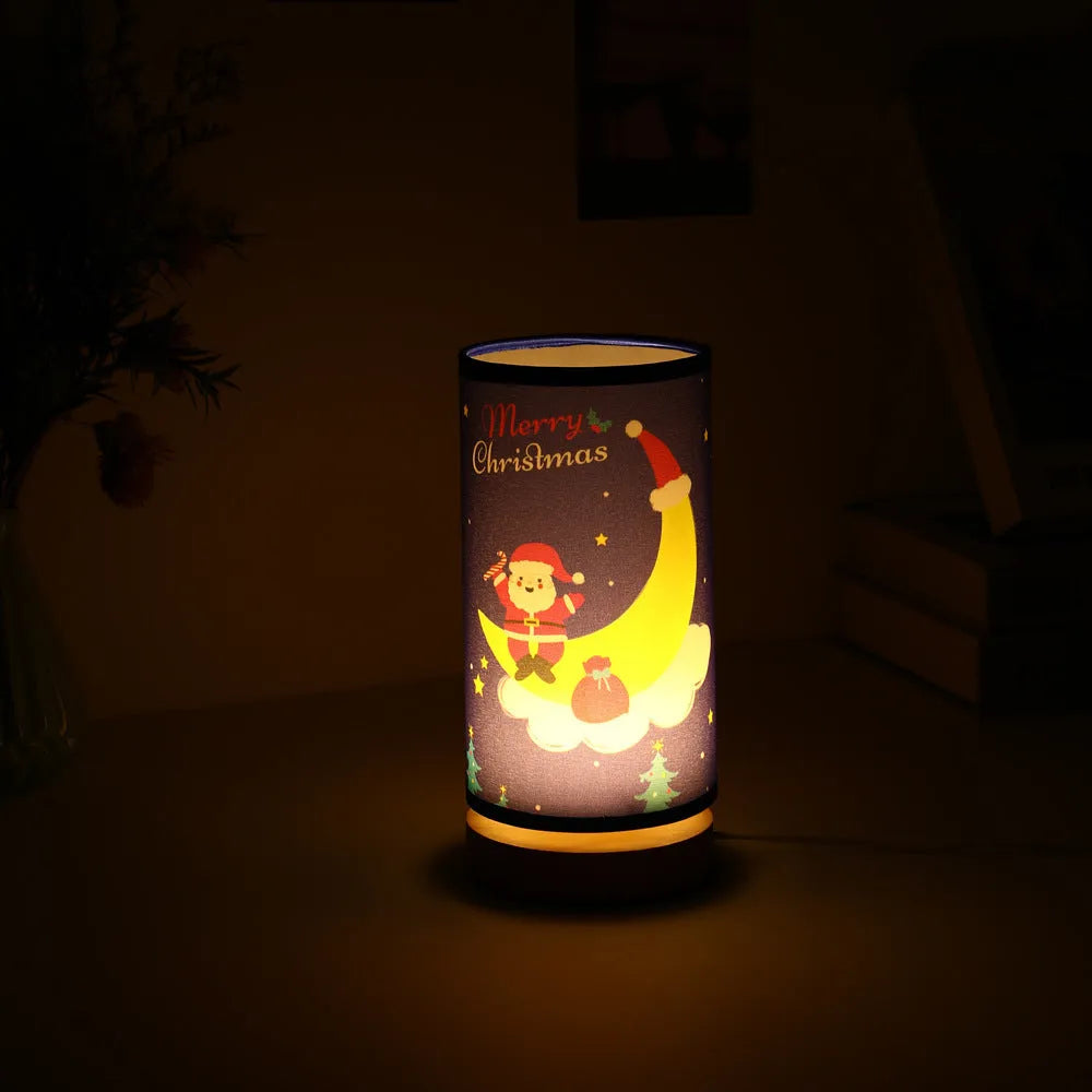 European style Christmas LED night light with bamboo lamp holder and USB plug connection