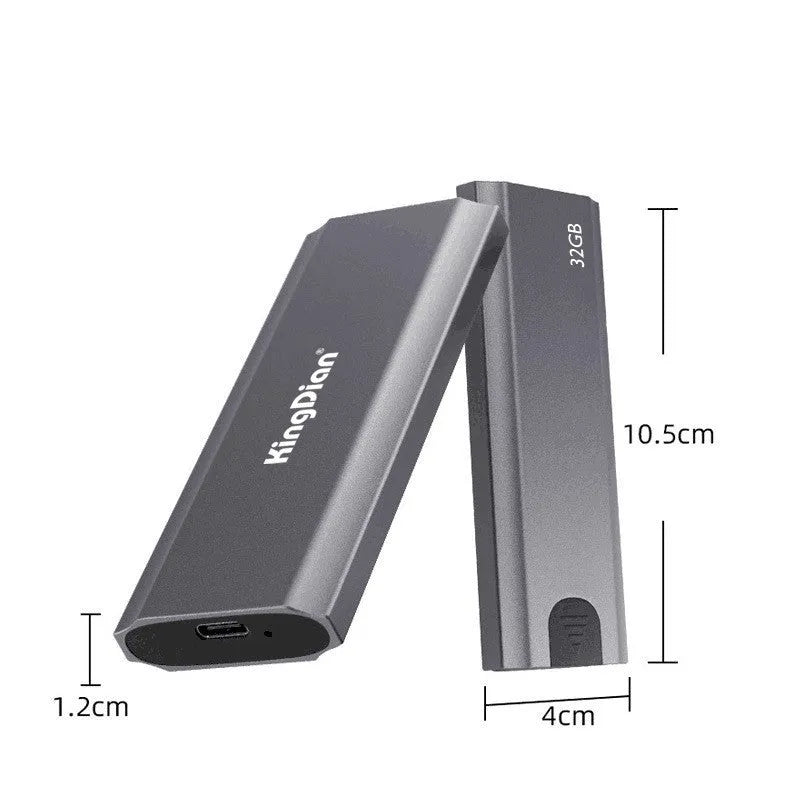 Grey aluminium mobile SSD with USB3.0 interface for direct Android phone connection