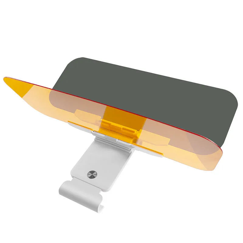 Dual-function car sun visor with anti-high beam goggles and telescopic installation system