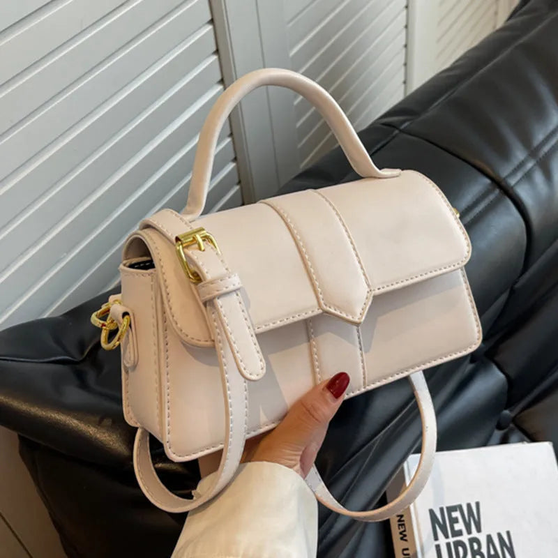 Women's PU leather messenger bag in horizontal square shape with file organisation and sandwich pocket