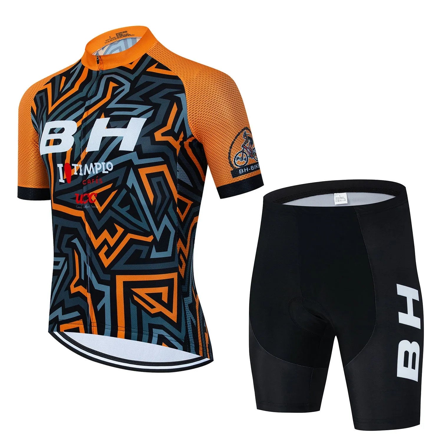 BH men's short sleeve riding sweatshirt suit in quick-dry mesh fabric with top and jumpsuit set for cycling and outdoor sports