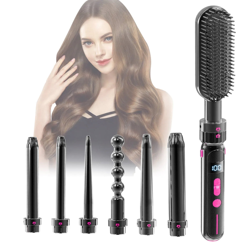 Black ceramic curly hair sticks dual-purpose styler with 30 temperature settings and PTC fast heating