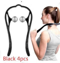 Blue plastic neck massager with hand roller and bracket for pressure point therapy on neck and shoulders