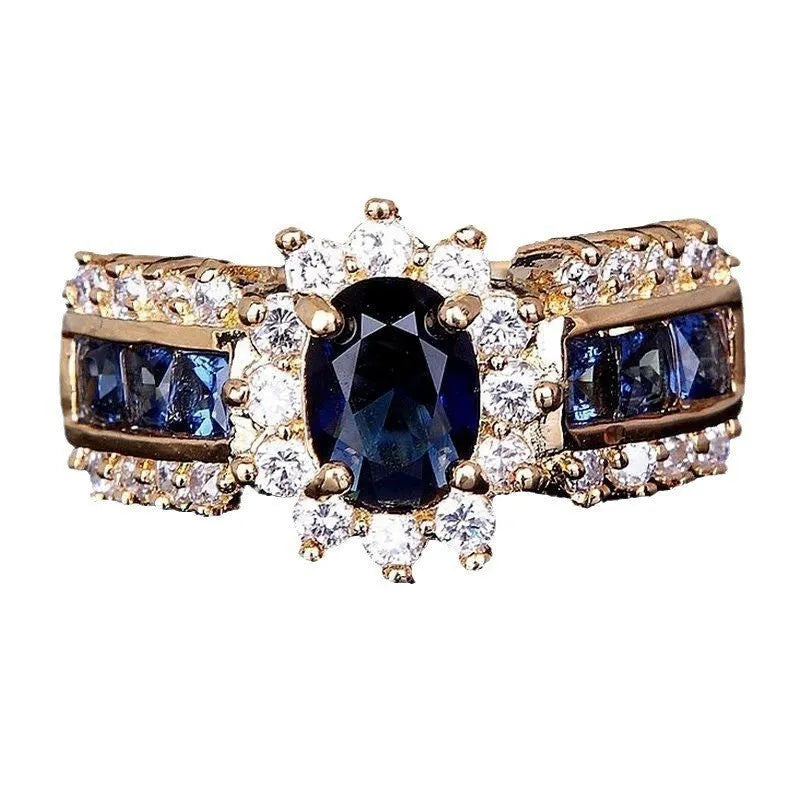 Personalised zinc alloy fashion ring for men and women with diamond or zircon accents in sizes 6-11.