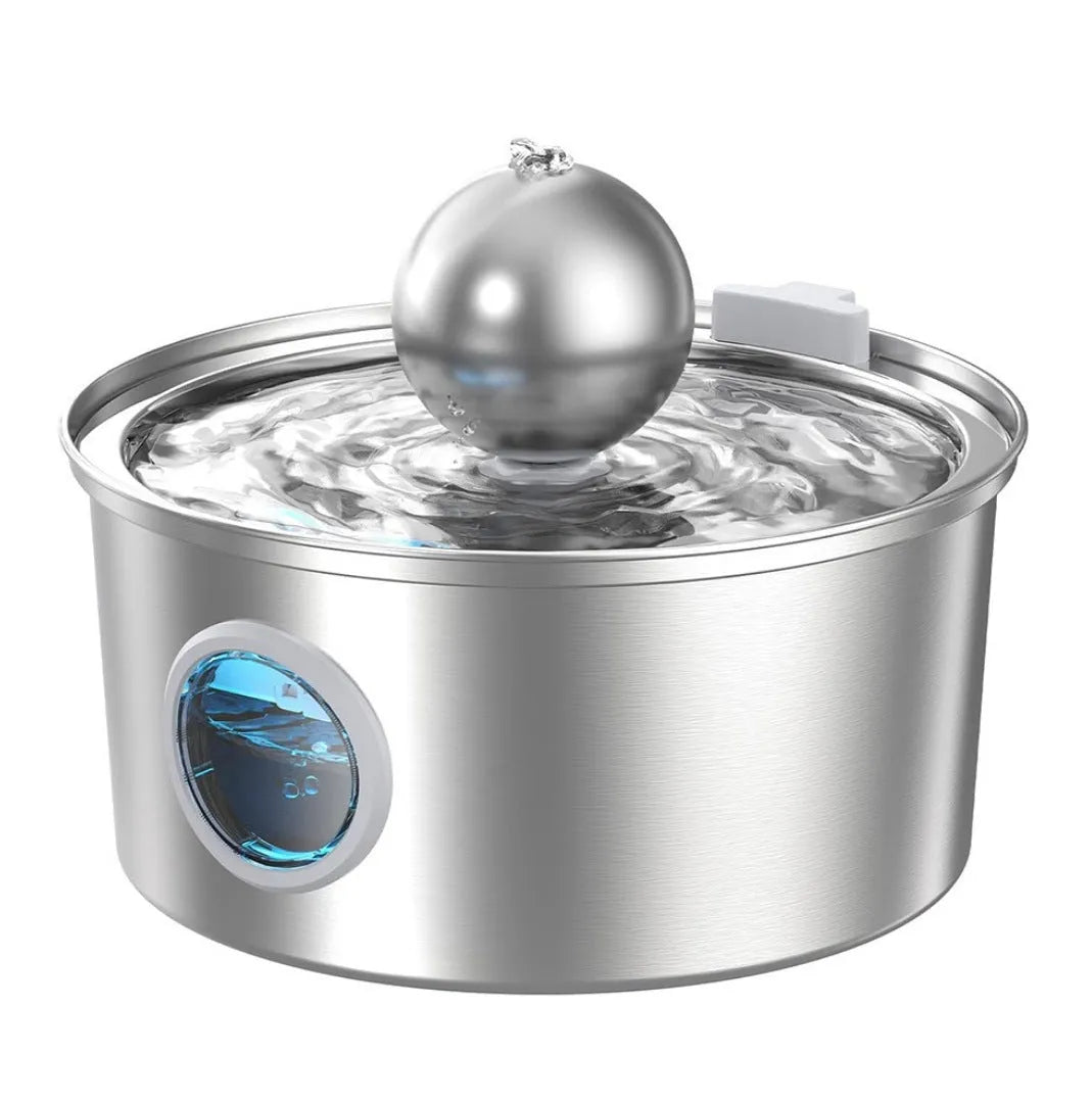 All stainless steel pet water dispenser round runway type large capacity for cats and dogs