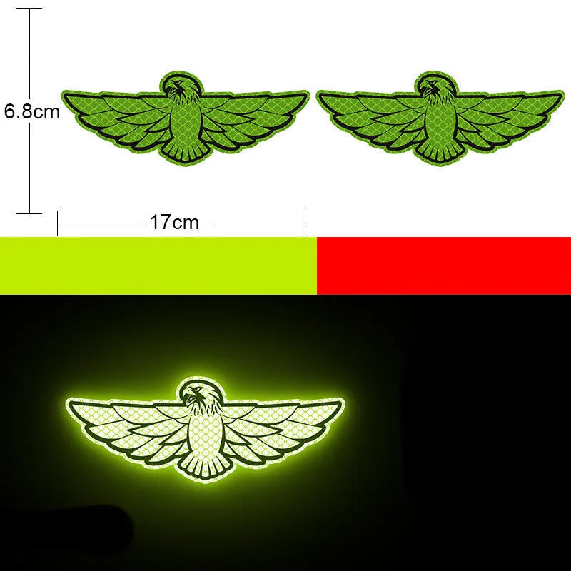 A pair of diamond reflective film warning stickers for vehicles, showing sample designs.