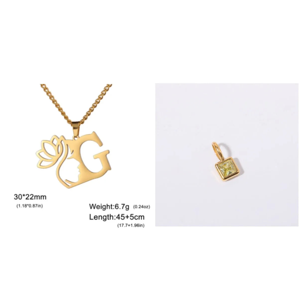 Stainless steel cross chain necklace with pendant in gold or steel colour