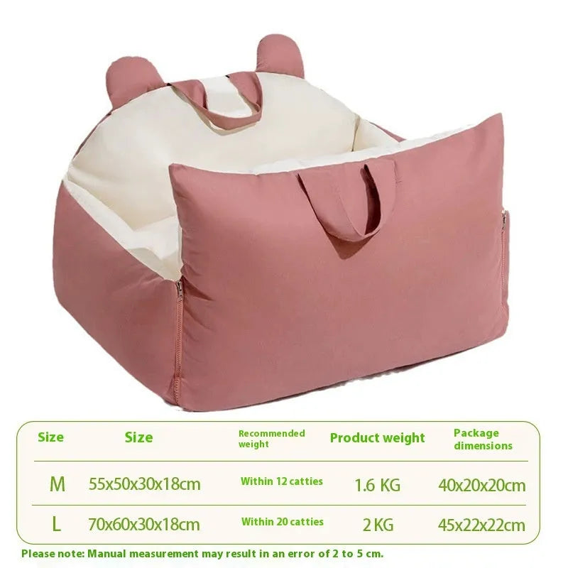 Removable washable car dog kennel in beige colour with medium and large size options