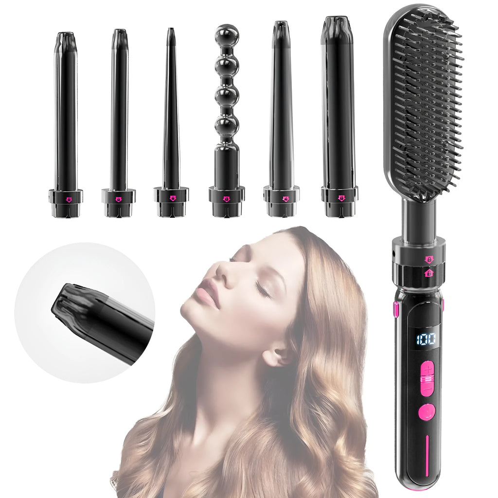 Black ceramic curly hair sticks dual-purpose styler with 30 temperature settings and PTC fast heating