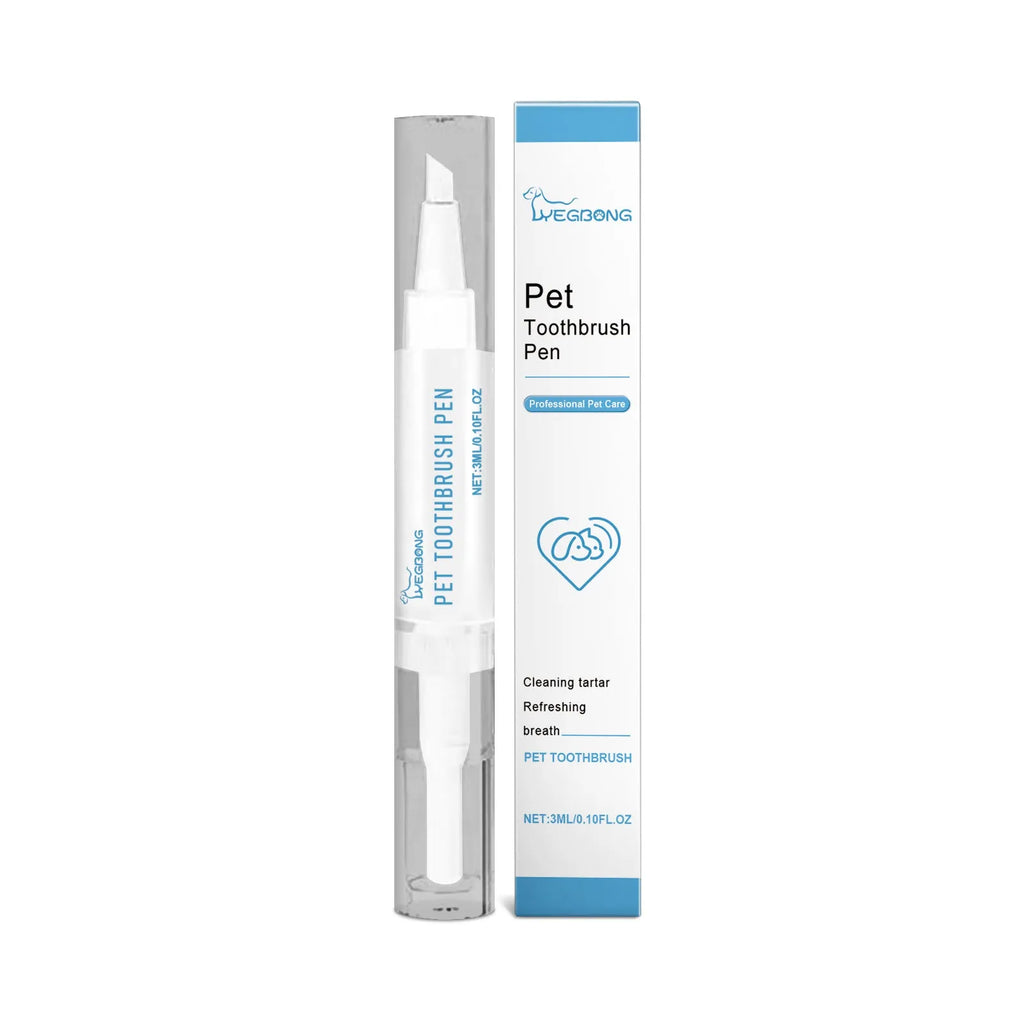 Long-handled pet toothbrush for dogs and cats showing its 12.5cm length and 3ml cleaning head.