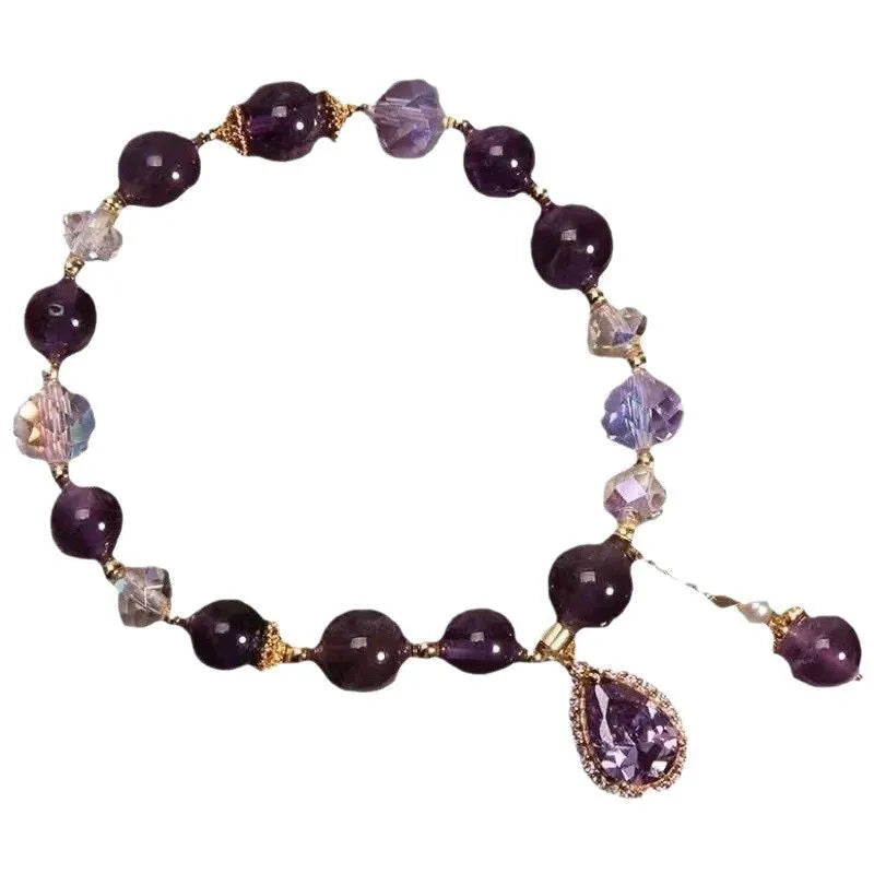 Natural purple amethyst crystal bracelet for women with micro-inlay craftsmanship