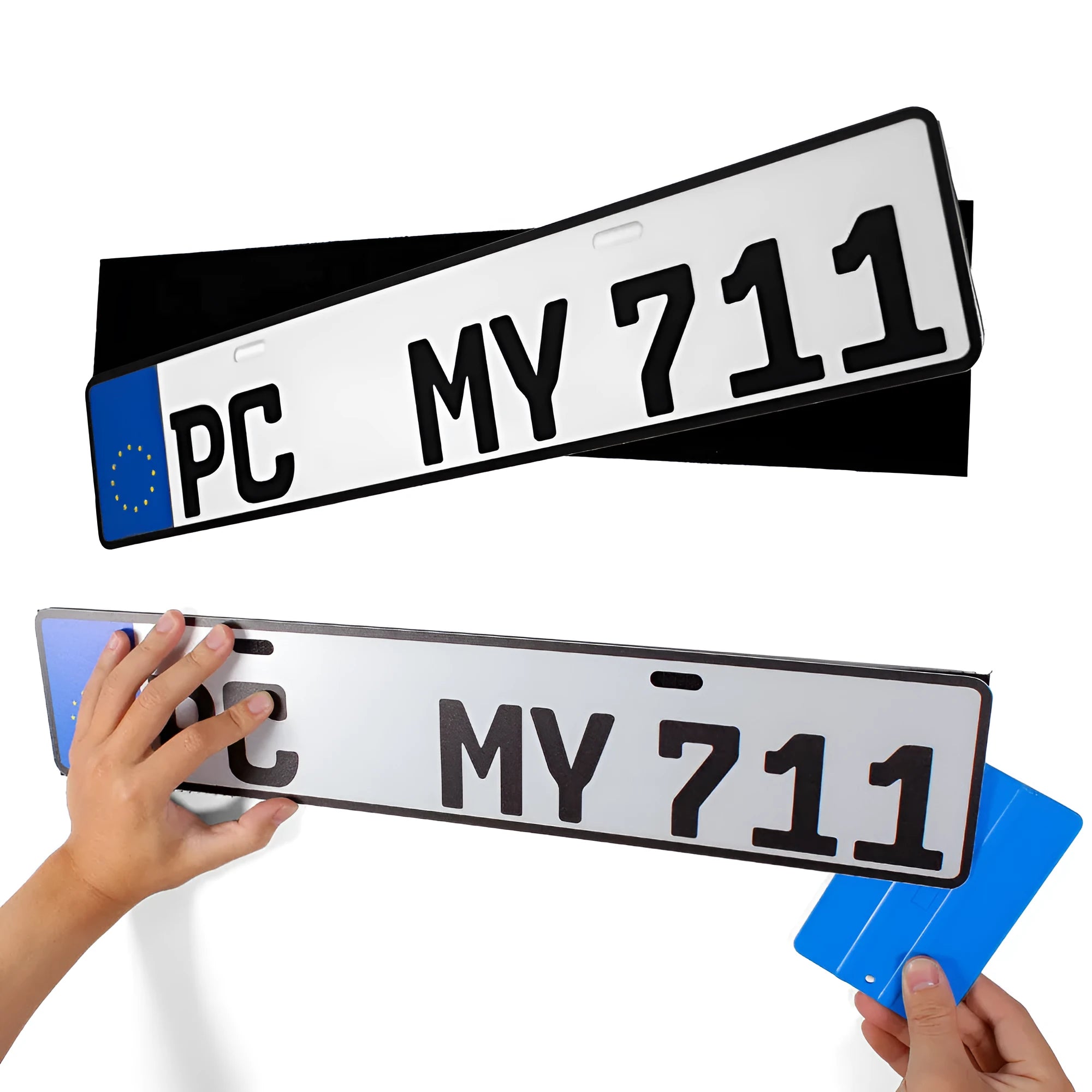 Self-adhesive license plate bracket measuring 100x500mm for car and motorcycle registration plates