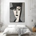 Vertical hand-painted oil painting on canvas modern portrait style for living room wall decor