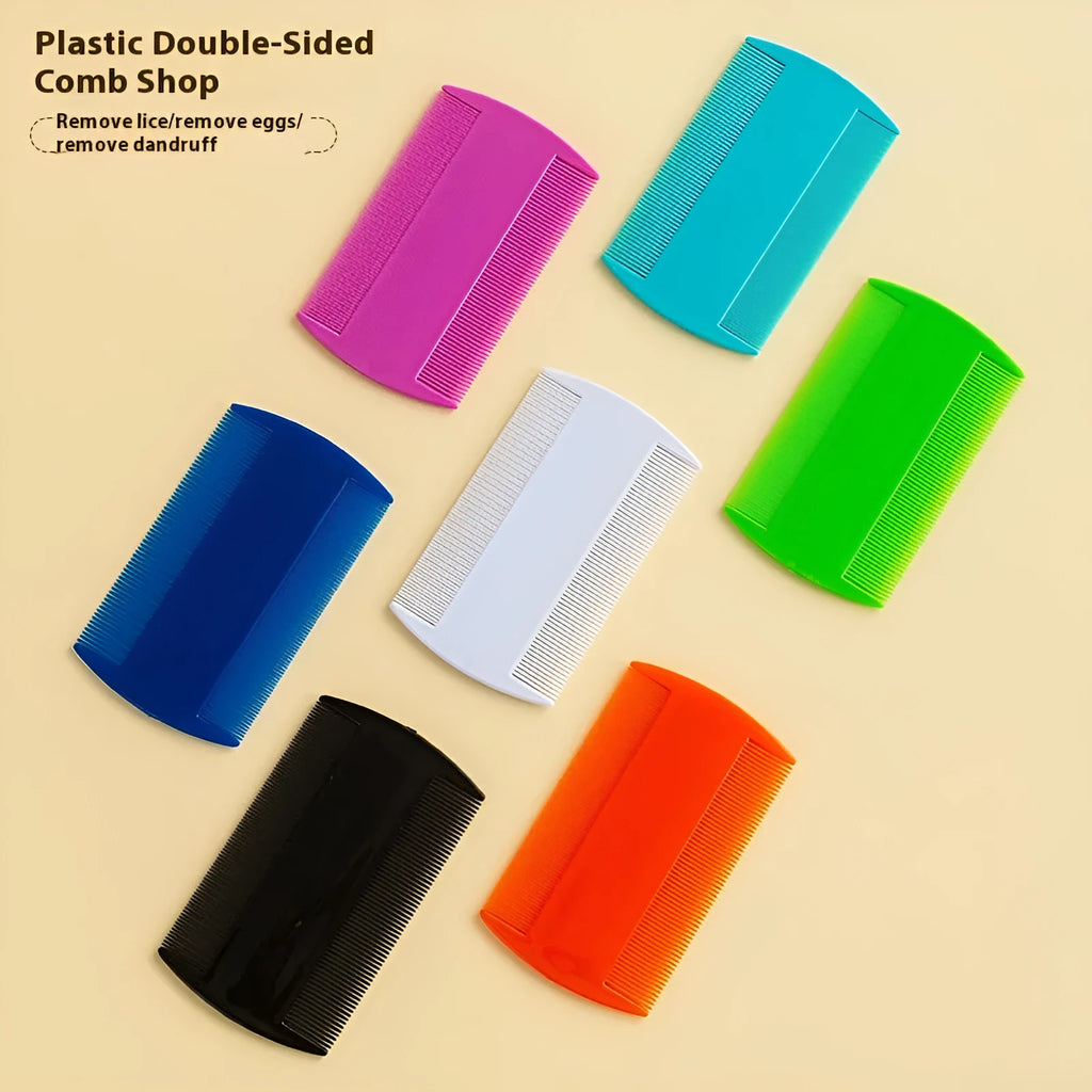 Fine teeth double-edged plastic flea comb for pets and humans in multiple colour choices