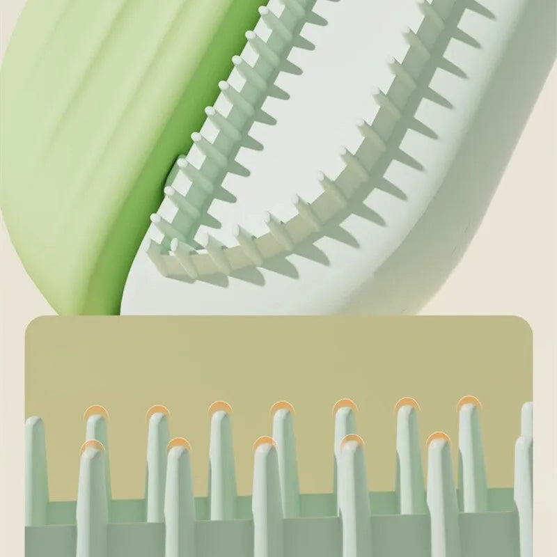 Blue pet grooming comb with water tank system for collecting floating hair during dog and cat brushing