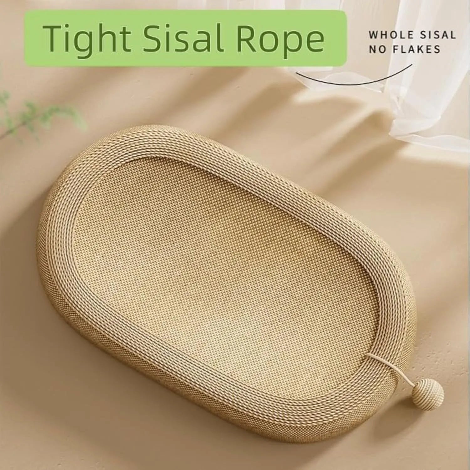 Large natural sisal cat scratching board with an attached lounging platform bed