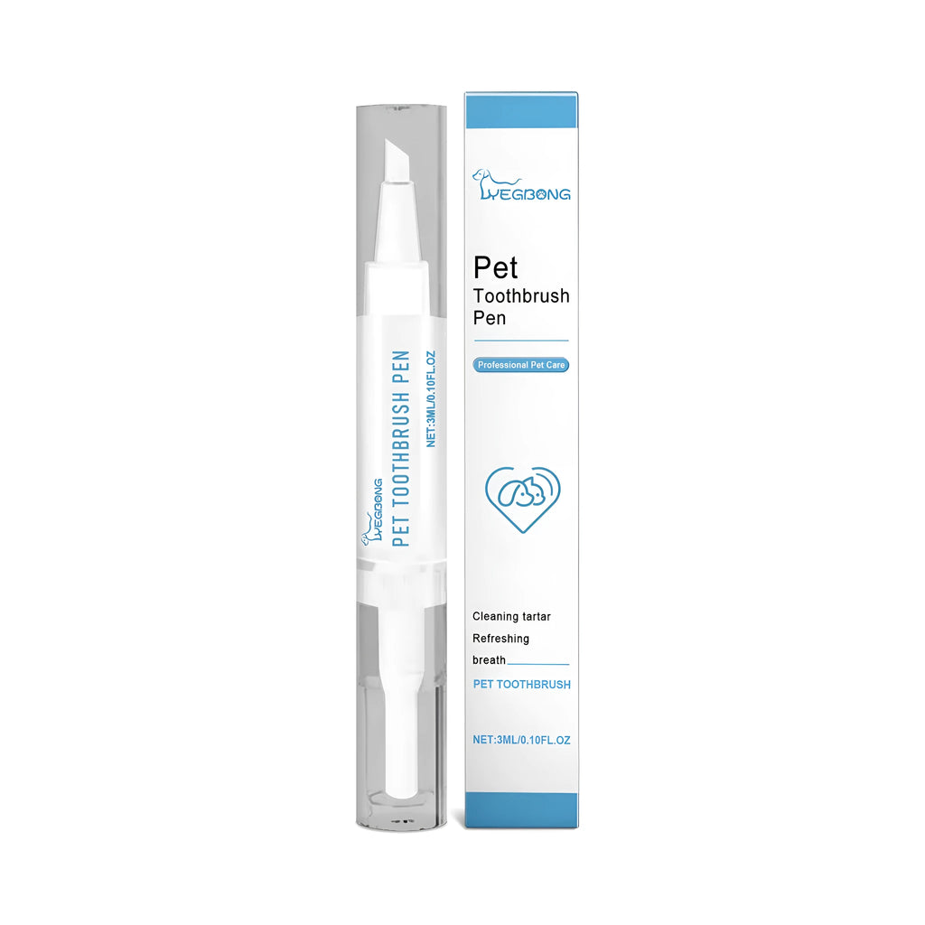 Long-handled pet toothbrush for dogs and cats showing its 12.5cm length and 3ml cleaning head.
