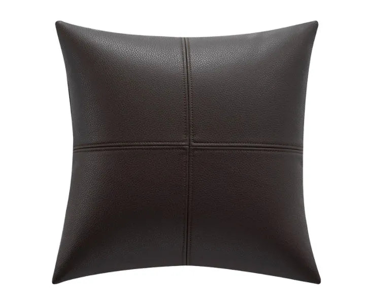 Solid colour cowhide leather pillow cover in Nordic style with PP cotton filler