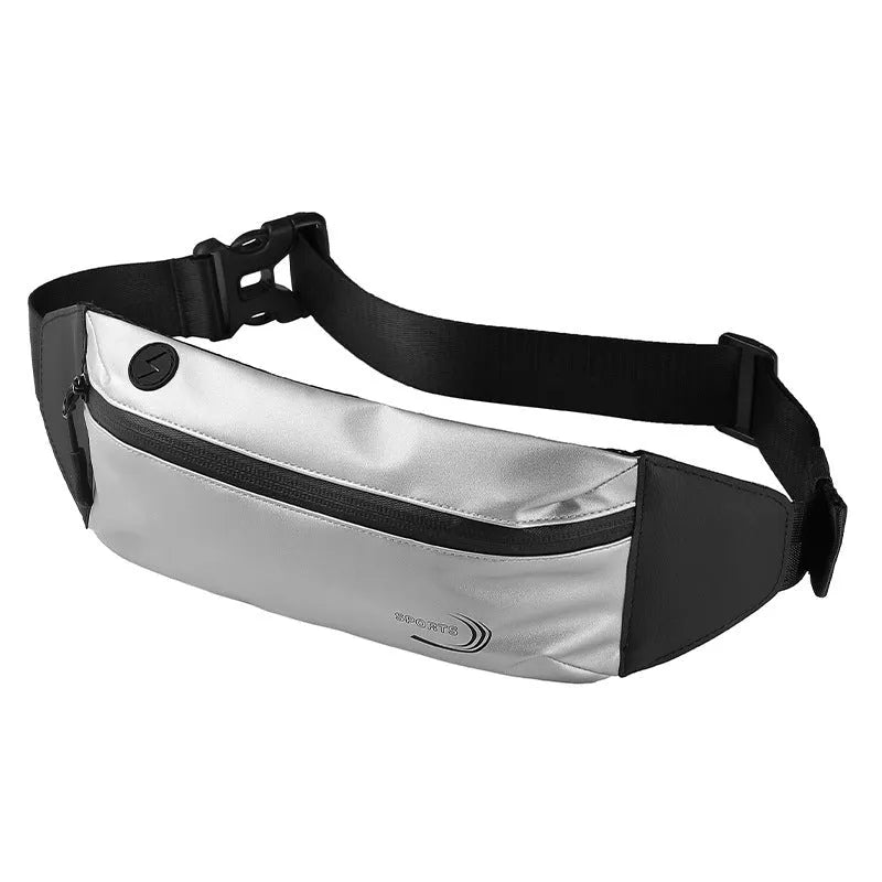 Men's waterproof waist bag in Oxford polyester with adjustable belt showing black, blue, and grey colour options