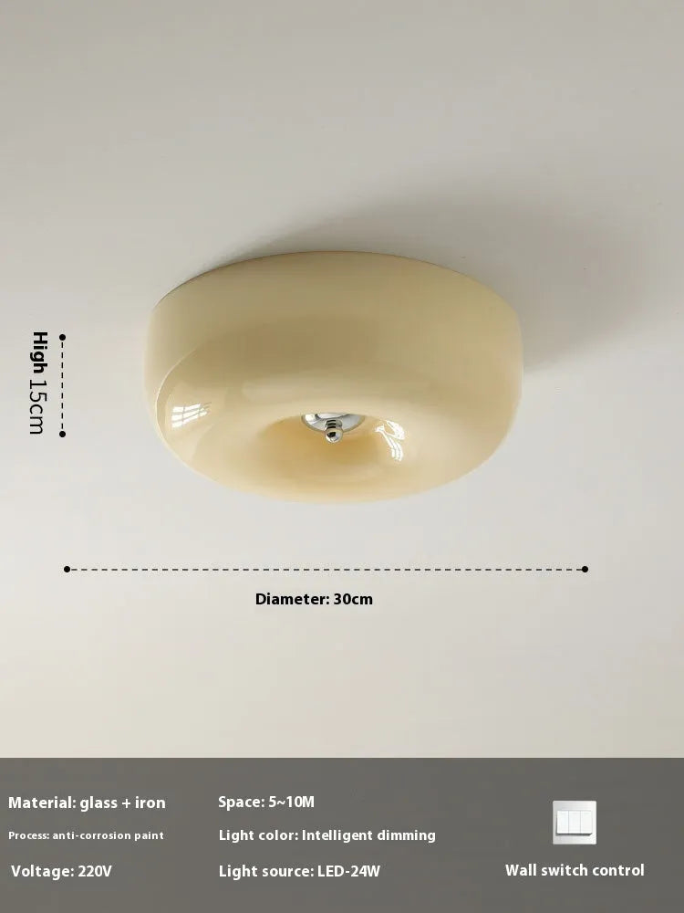 Cream-coloured American-style bedroom ceiling light with three-colour lighting options