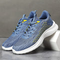 Women's lavender purple mesh running shoes with striped pattern and EVA sole for jogging