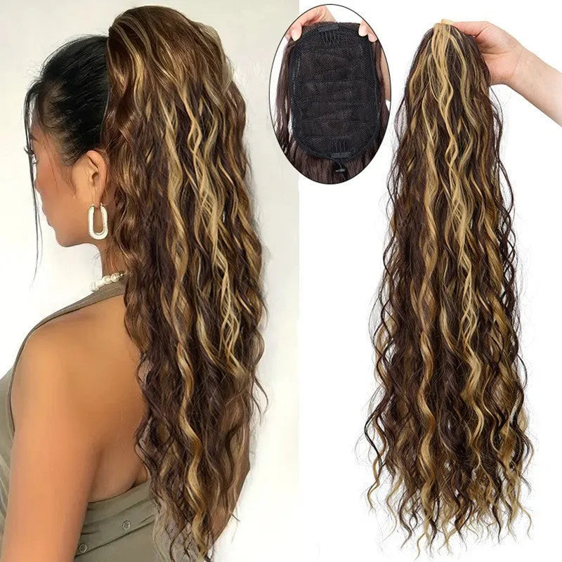 Synthetic water ripple and corn curler curly hair extension wig in various colour options