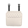 Leather car hanging storage bag in black showing 25cm compact design for vehicle interior organisation