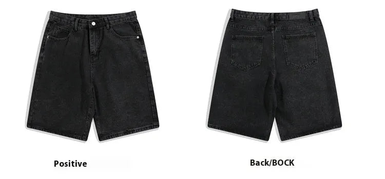Men's light blue denim shorts with a straight-leg cut and five-point design on a mid-waist.