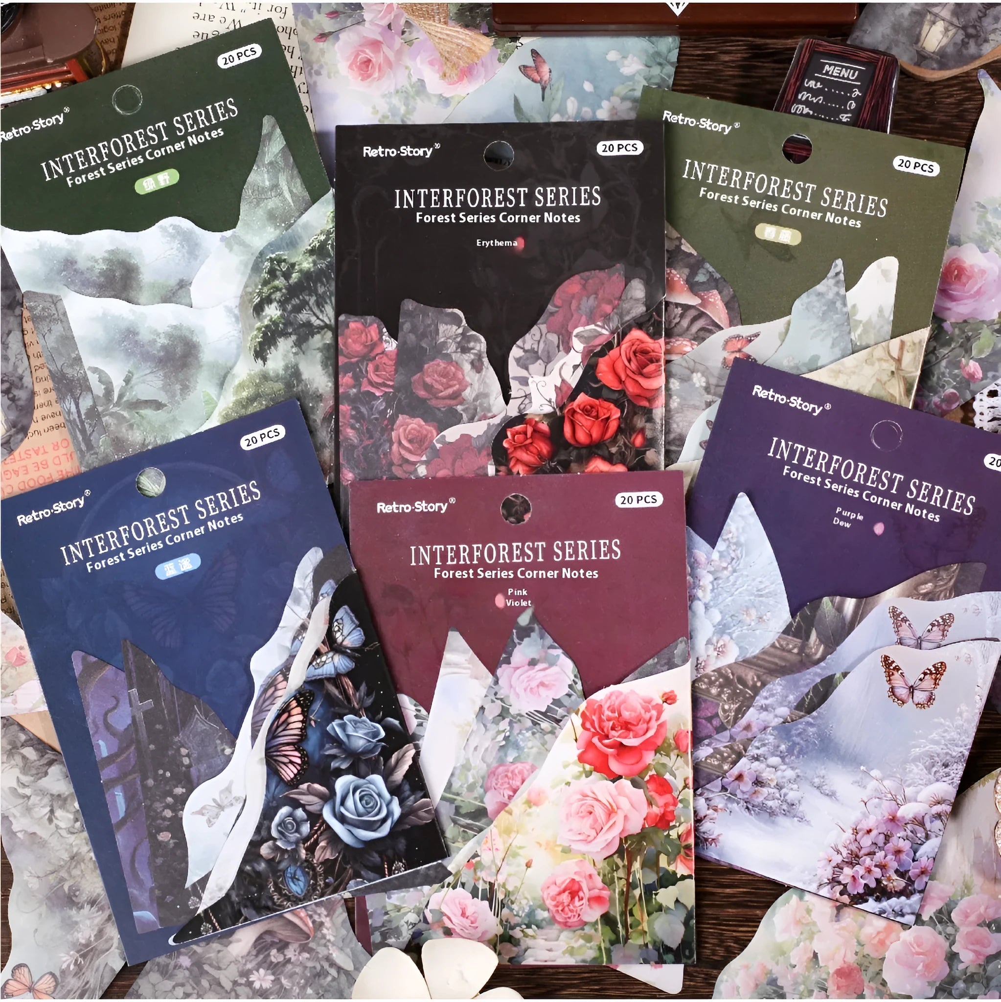 Set of printed paper bookmarks showing six colour options including Spring Vine, Pink Plum and Red Rose