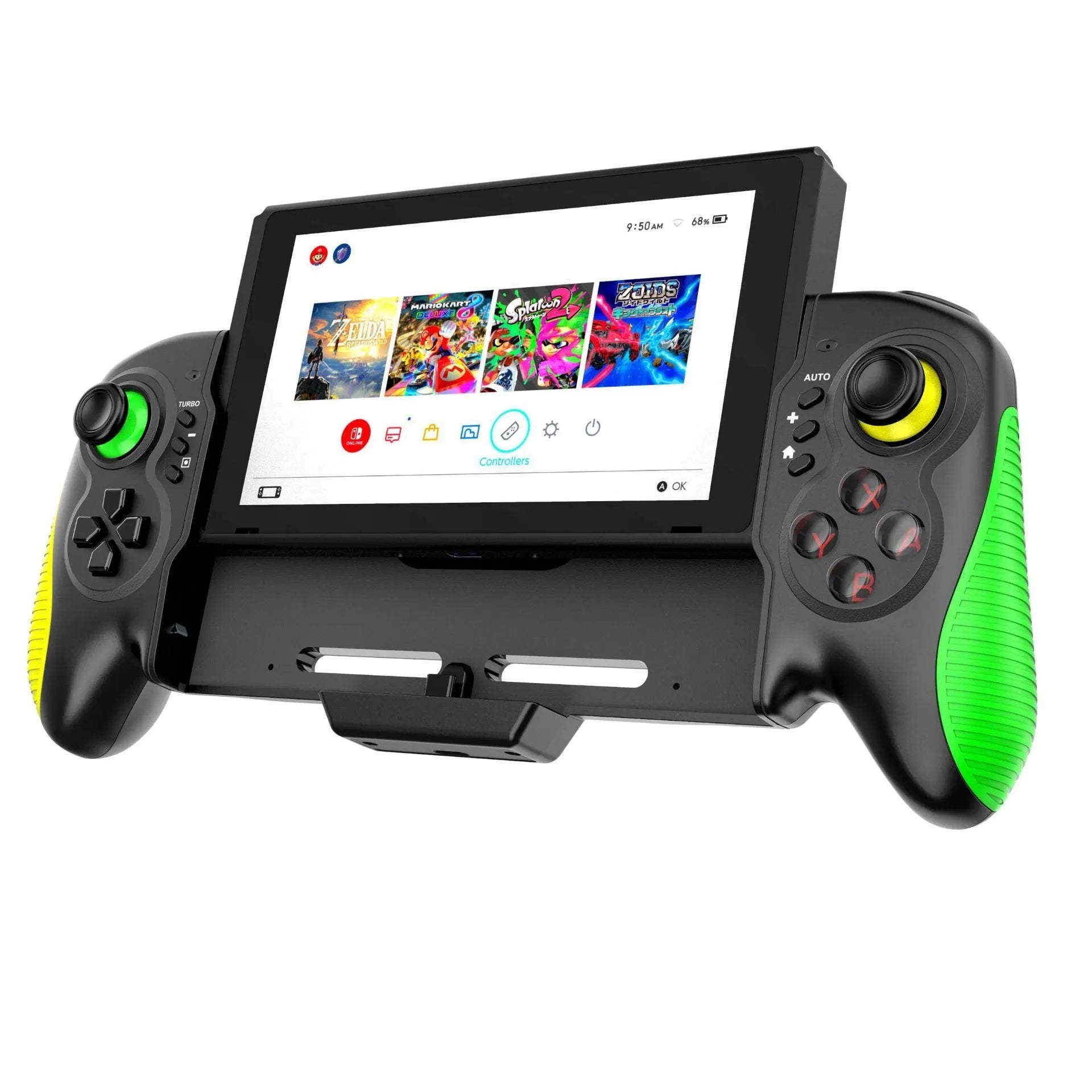 Yellow-green game controller with somatosensory burst function for Nintendo Switch and PC gaming