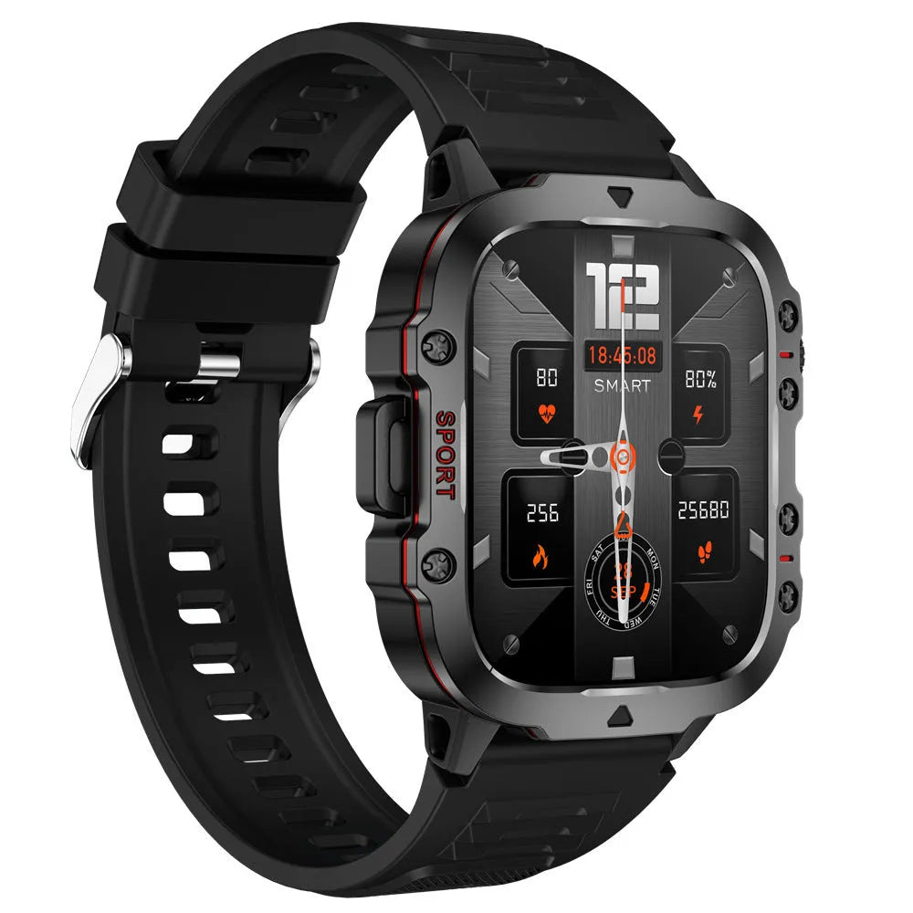 QX11 Smart Bluetooth Watch in black with heart rate monitoring on TFT screen and interchangeable straps
