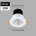 Modern recessed aluminium LED ceiling spotlight with three colour variable light settings.